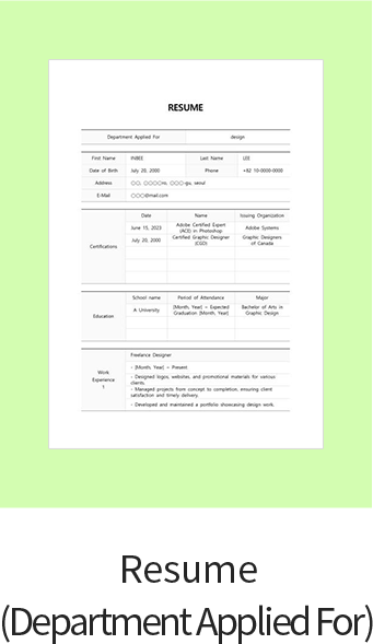 Resume(Department Applied For)