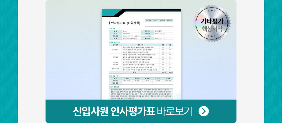 기타평가 핵심서식 // 신입사원 인사평가표 바로보기