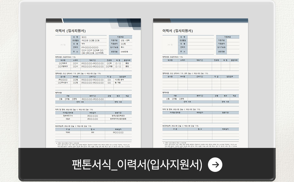 팬톤서식_이력서(입사지원서)